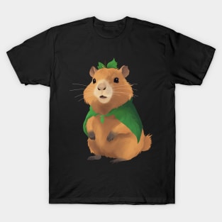 Adventurer Capybara in a Leaf Cloak T-Shirt